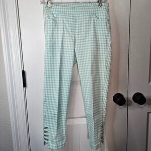 SlimSation Green Gingham Tummy Control Capris SZ 2